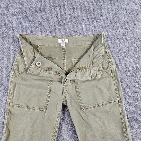 Easel Pants Jeans Womens Size Small Mid Rise Khaki Raw Edge Button Up - Picture 3 of 9